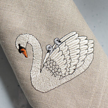 Set Of Two Embroidered Swan Napkins, 3 of 9