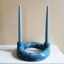 Marbled Gold Circle Candlestick Blue Or Pink, thumbnail 2 of 6