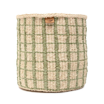 Kagua: Green Check Woven Storage Basket, 4 of 9