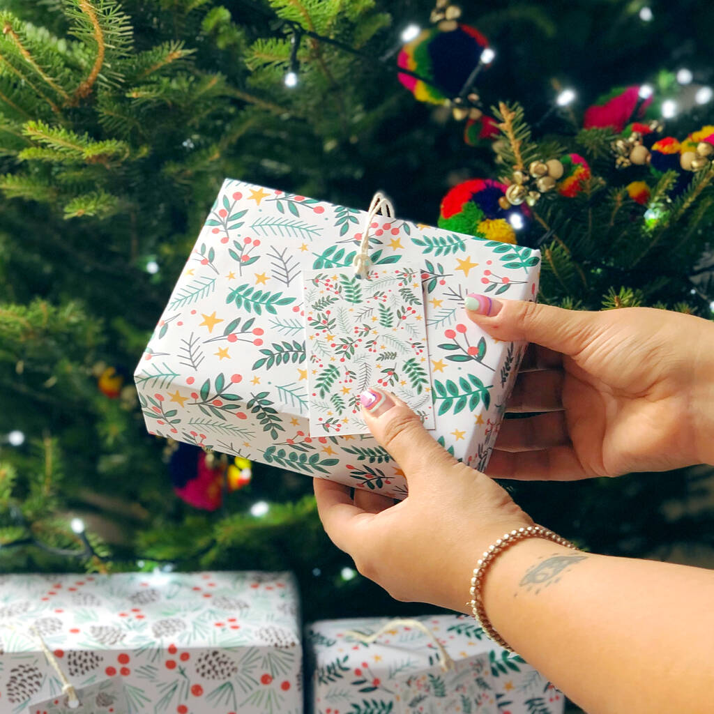 Charity Christmas Gift Wrap Greenery Pack Of Three By Xoxo Designs by Ruth