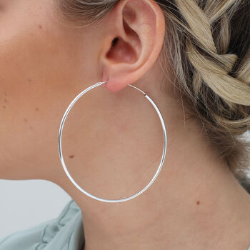 Sterling Silver Sleeper Style Hoop Earrings, 3 of 11