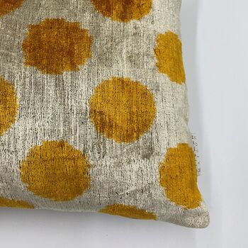 Oblong Ikat Velvet Cushion Gold Spot, 7 of 10
