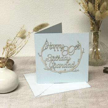 Personalised 80th Silver Papercut Birthday Card, 2 of 11