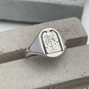 Sterling Silver Destiny Arch Signet Ring, 8 of 9