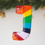 Personalised Handmade Rainbow Stripe Clay Hanging Letter, thumbnail 3 of 4