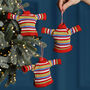 Set Of Three Retro Christmas Jumper Tree Decorations, thumbnail 1 of 4