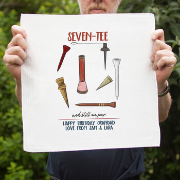70th Birthday Golf Handkerchief Pair– Personalised “Seven Tee And Still On Par” Gift, 4 of 6