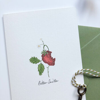 ‘Bitten Smitten’ Strawberry Love Romantic Card, 2 of 2