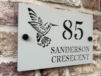 Personalised Hummingbird Design House Acrylic Number Sign, 4 of 10