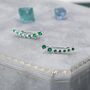 Sterling Silver Emerald Green Cz Ear Crawler Earrings, thumbnail 1 of 11