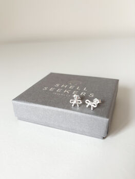 Sterling Silver Bow Stud Earrings, 4 of 6