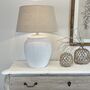 Large Ribbed Chalk White Distressed Table Lamp Alice, thumbnail 1 of 4