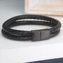 Men's Personalised Leather And Black Clasp Bracelet, thumbnail 5 of 8