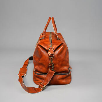 Leather Weekend Bag With Cloth Compartment, 10 of 11