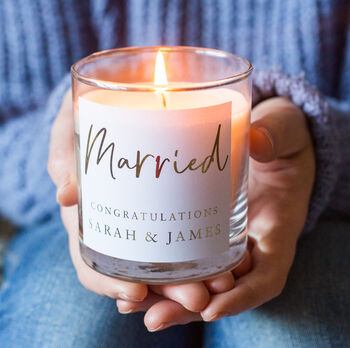 Married Personalised Wedding Candle Gift By Little Cherub Design ...