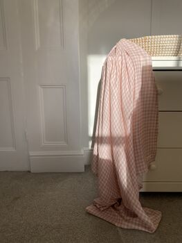 Gingham Pink Large Swaddle Muslin, 3 of 6