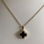Black Fashion Four Leaf Clover Necklace, thumbnail 5 of 6