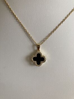 Black Fashion Four Leaf Clover Necklace, 5 of 6