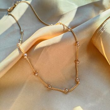 Small Gold Glass Pearl Beaded Choker Necklace, 4 of 6