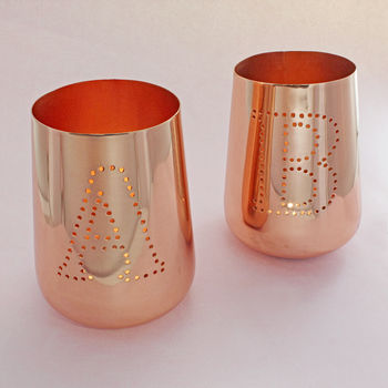 Copper Alphabet Letters Tea Light Holders By G Decor, 4 of 10
