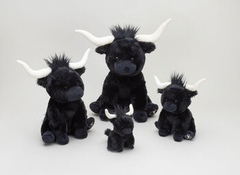 Large Longhorn Highland Black 30cm Cow With Personalised Heart, 6 of 6