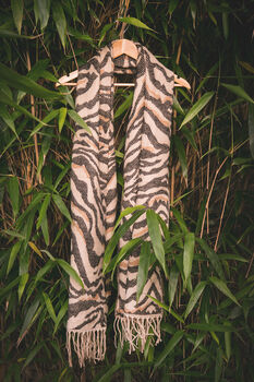 Fauve Zebra Animal Print Scarf, 3 of 5