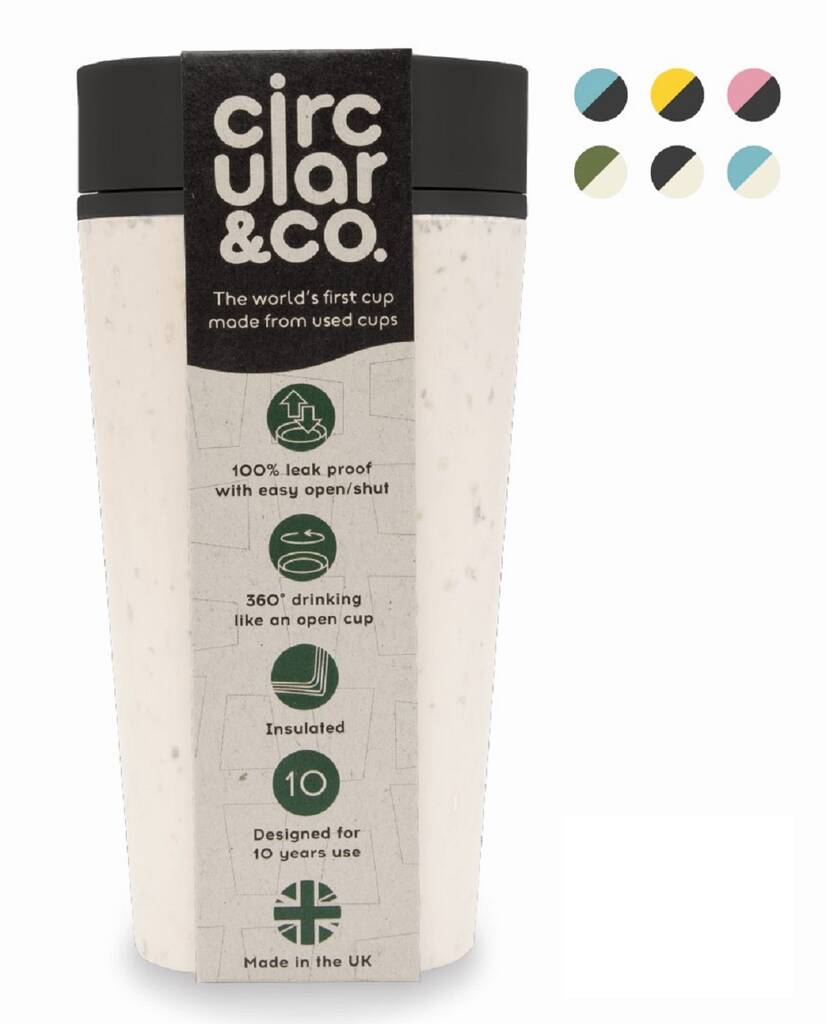 Image of Leak Proof Reusable Cup 12oz Cream And Cosmic Black