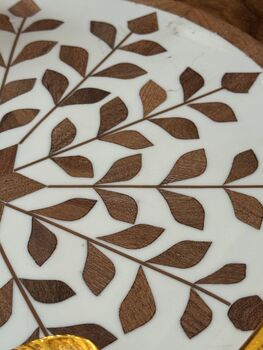 Round Decorative Serving Tray, Inlay Work On Wood, 4 of 12