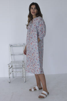 Blue And Pink Pastel Floral Printed Dress, 7 of 8