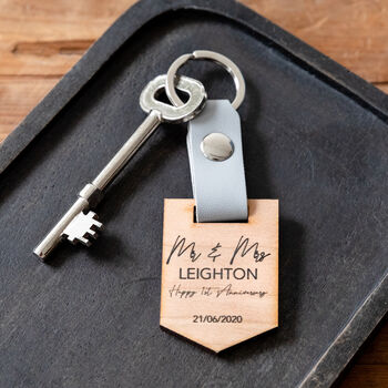 Personalised Mr And Mrs Flag Banner Keyring, 2 of 6