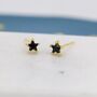 Black Cz Star Stud Earrings In Sterling Silver, thumbnail 5 of 9