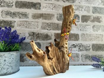 Handmade Wooden Beehive Bee Ornament Garden Sculpture, 4 of 9