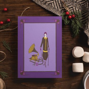 Art Deco Gramophone Christmas Card, 2 of 3