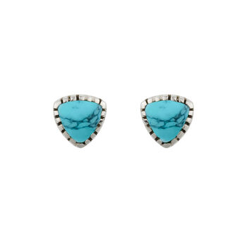 Trillion Turquoise Silver Stud Earrings, 4 of 7