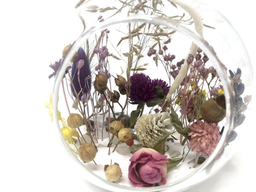 Dried Flower Terrarium, White By House Of Moss | notonthehighstreet.com