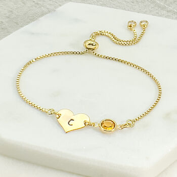Gold Plated Initial And November Birthstone Bracelet, 5 of 5