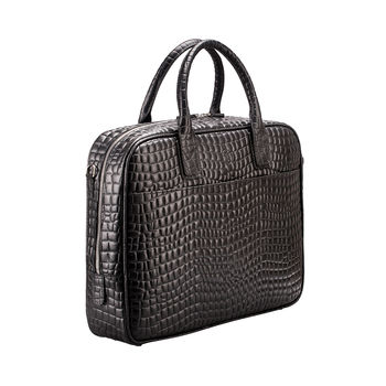 Luxury Leather Soft Briefcase 'Calvino Croco', 7 of 10