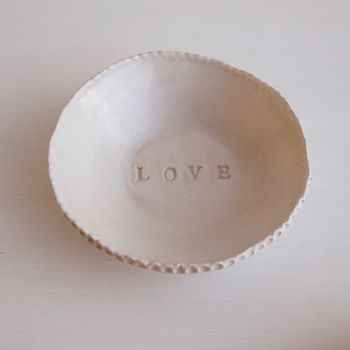 Handmade Round Ceramic Wedding Love Ring Dish, 4 of 6