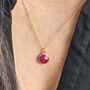 18ct Gold Vermeil Plated Round Ruby Necklace, thumbnail 2 of 4