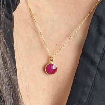 18ct Gold Vermeil Plated Round Ruby Necklace, 2 of 4