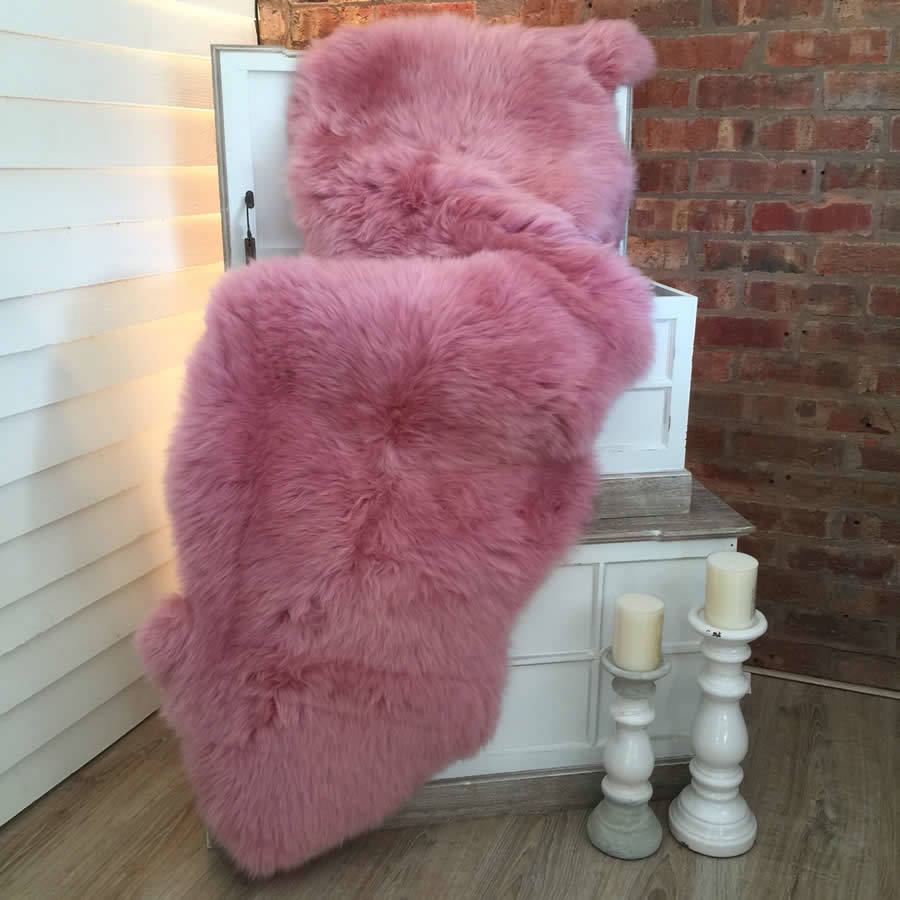 Luxury Candy Floss Pink Sheepskin Double Rug By Cowshed Interiors