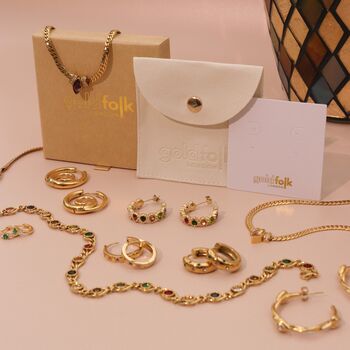 Esme Gemstone Gold Hoop Earrings, 8 of 8