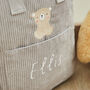 Personalised Biscuit Bear Grey Cord Mini Backpack, thumbnail 2 of 5