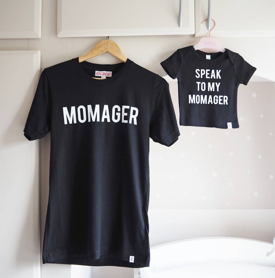 Speak To My Momager Parent And Baby T Shirt Set, 1 of 3