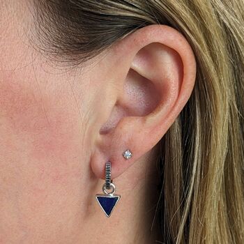 The Triangle Lapis Lazuli Earrings, Silver, 3 of 5