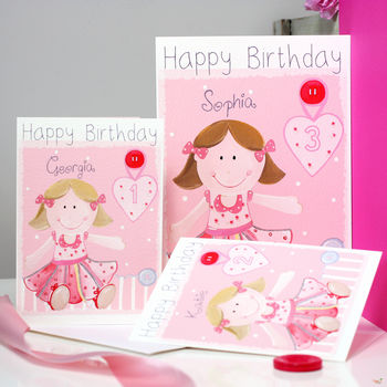 Personalised Rag Doll Girl Birthday Card, 5 of 8