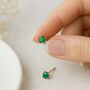 9ct Gold Emerald Stud Earrings: May Birthstone – 4mm, thumbnail 1 of 6