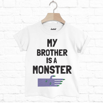 My Brother Is A Monster Children's Halloween T Shirt, 5 of 6