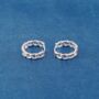 Silver Chain Hoops, Chain Style Huggie Hoop Earrings, Minimalistic Hoops, thumbnail 5 of 7