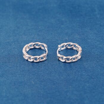 Silver Chain Hoops, Chain Style Huggie Hoop Earrings, Minimalistic Hoops, 5 of 7